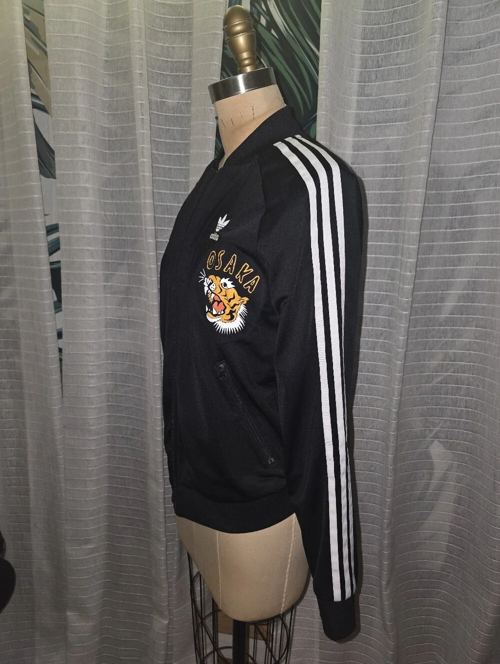 adidas Black Track Jacket with Yellow Osaka Tiger Patch